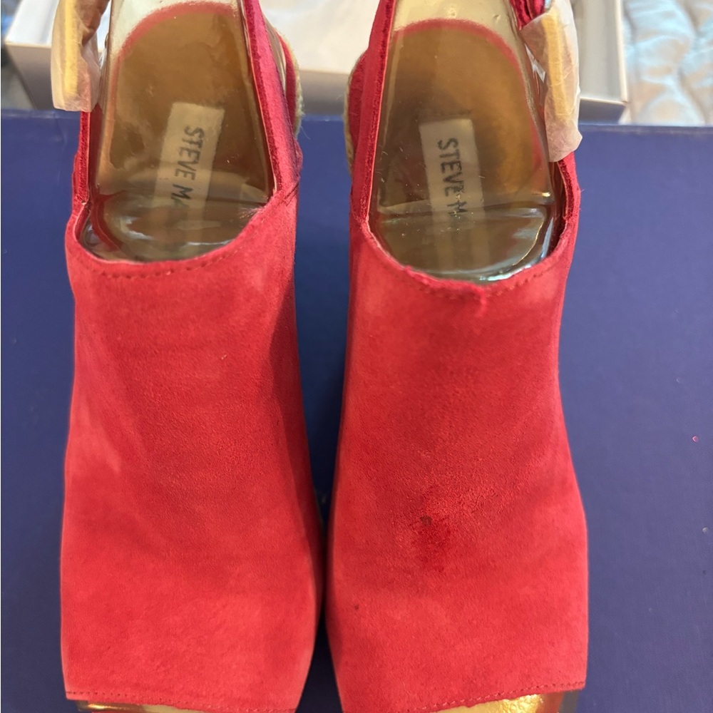 Steve Madden Bright Pink Suede Women's Wedge Espadrille-NWT-8